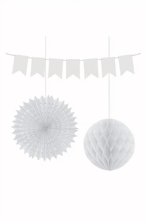 White Paper Decoration Set - 3pcs