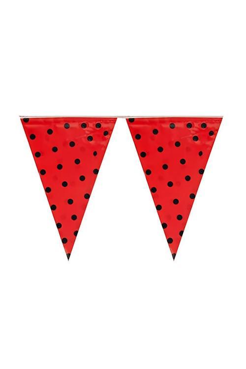 Red Triangle Flag Banner with Black Polka Dots