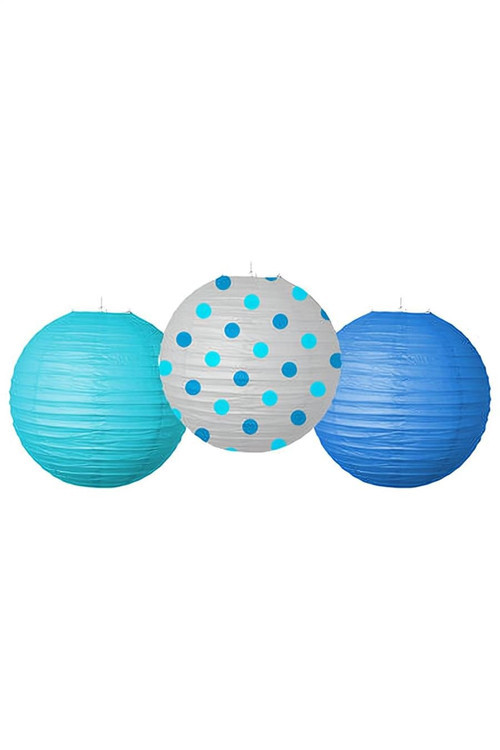 Blue Paper Lanterns - 3pcs