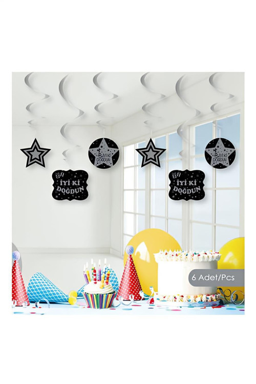İyi Ki Doğdun Paper Swirl Decorations - Silver