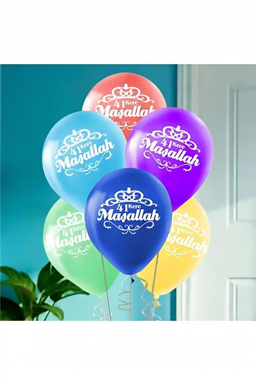 41 Kere Maşallah Baskılı Karışık Renk Balon 11"