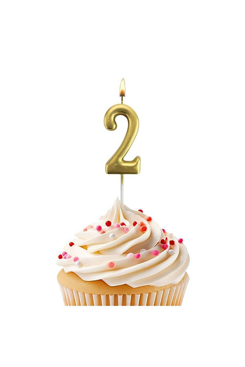 Gold Stick Numeral Candles 7cm No: 2