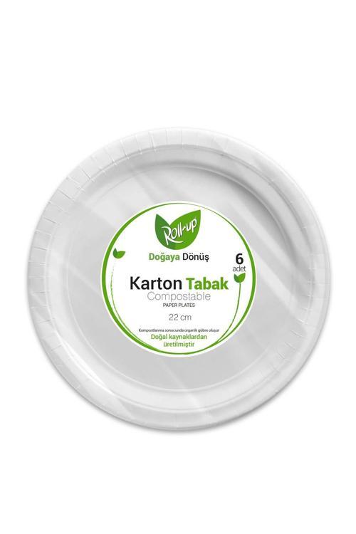 Roll-up Doğa Dostu Karton Tabak 22cm 6lı