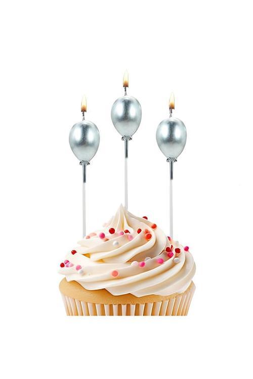 Metallic Silver Balloon Shaped Candles