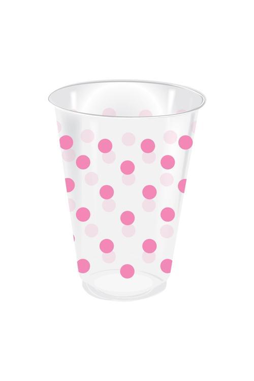 Roll-up Plastik Bardak Pembe Puantiyeli Şeffaf 250cc 25li