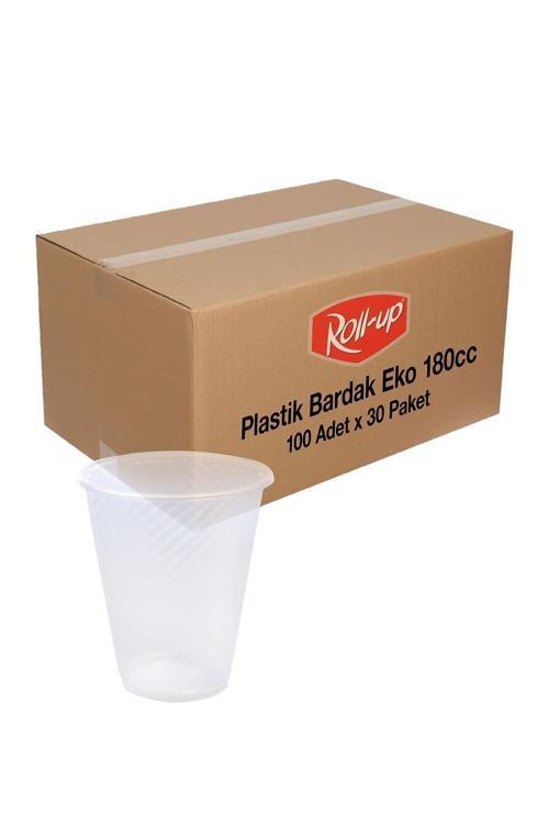 Plastik Bardak Ekonomik Şeffaf 180cc 100 Adet X 30 Paket Koli