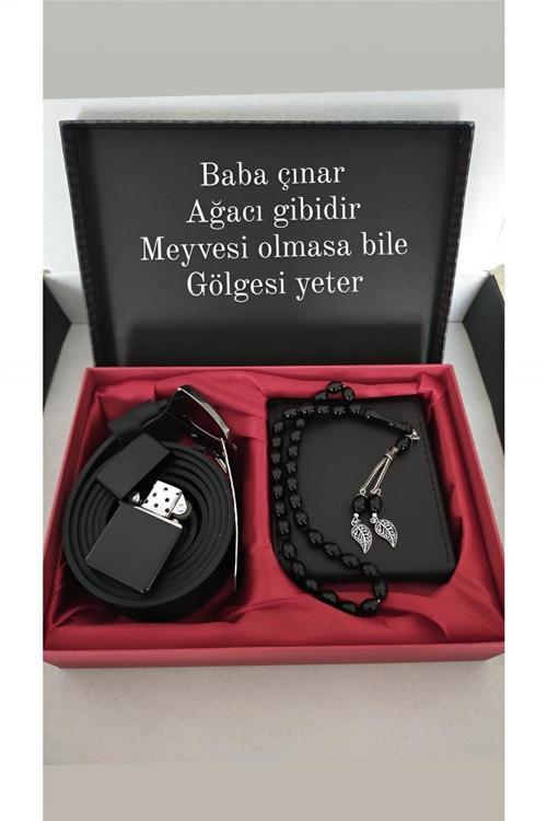 Babalar Günü Hediyesi Cüzdan Kemer Çakmak Tesbih Seti