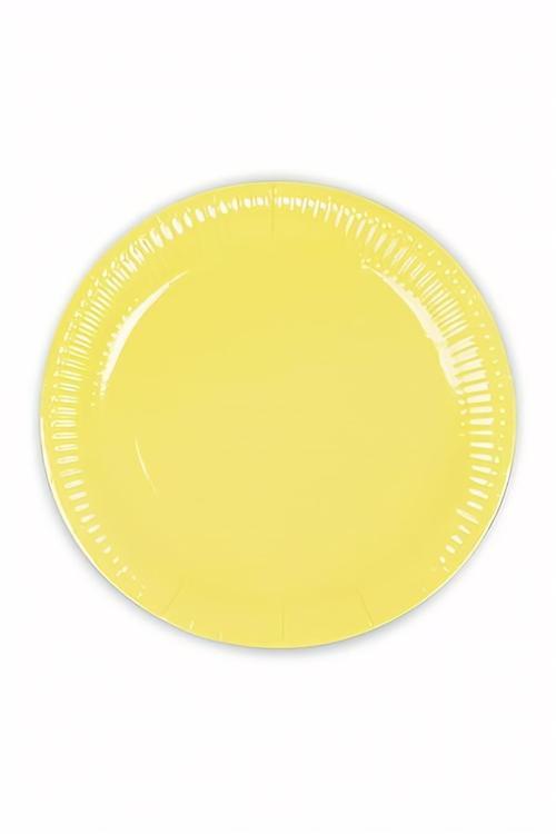 Sarı Makaron Karton Tabak 23cm