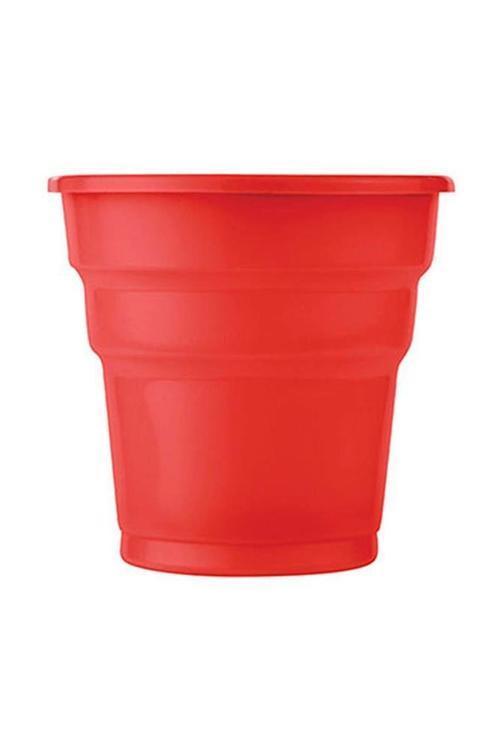 Roll-up Plastik Meşrubat Bardağı Kırmızı 180cc-7oz 25li