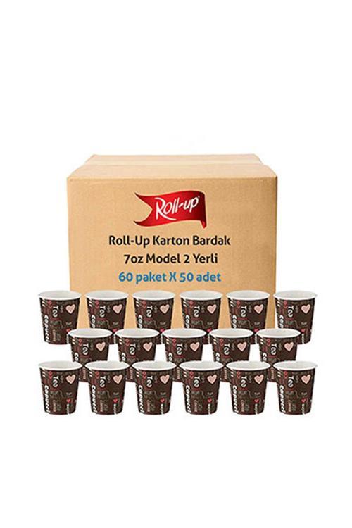 Roll-up Karton Bardak 7 Oz Cafe Baskılı Kahverengi 3000 Adet