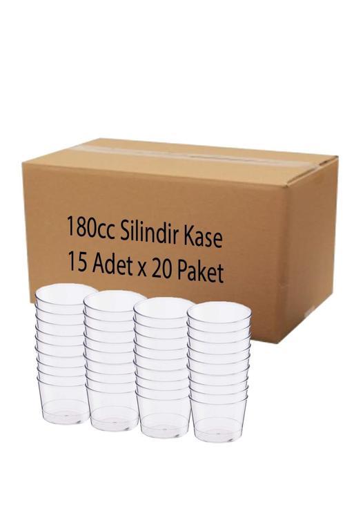 Plastik Kristal Silindir Tatlı Kasesi 180cc 300lü (koli)