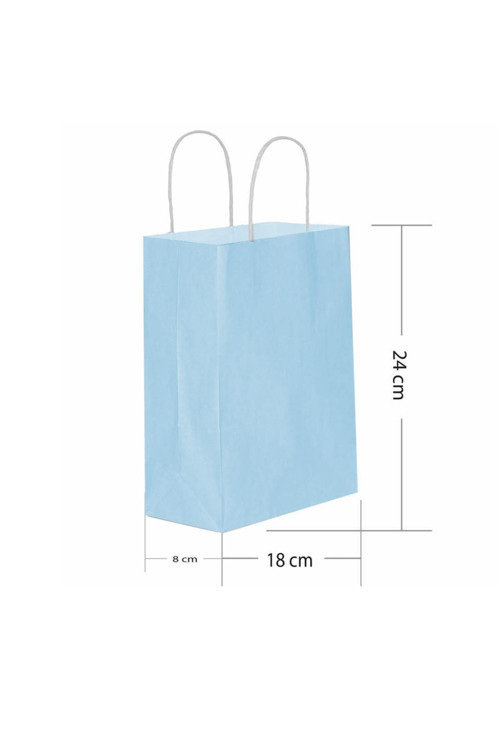 Roll-up Kraft Çanta Açık Mavi Küçük Boy 18x24cm 25li