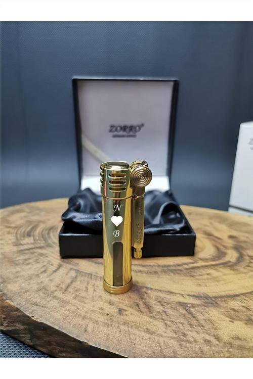 Kişiye Özel Gold Renk Benzinli Pirinç Gövde Çakmak ZR0096031