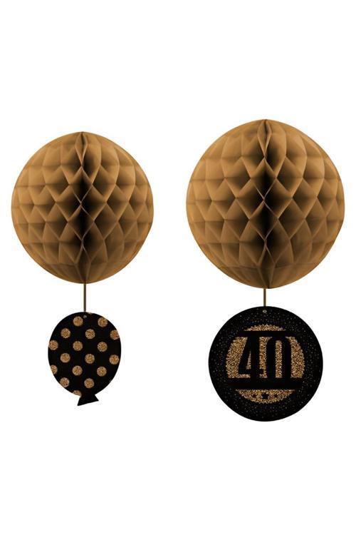 40th Birthday Paper Honeycomb Balls Set
