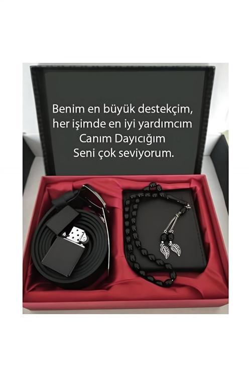 Dayıya Hediye Cüzdan Kemer Tespih Çakmak Seti