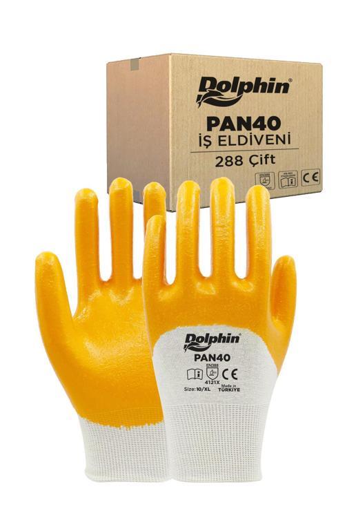 Dolphin Pamuk Nitril İş Eldiveni Beyaz/sarı Pan40 10-xl 288 Çift - Koli