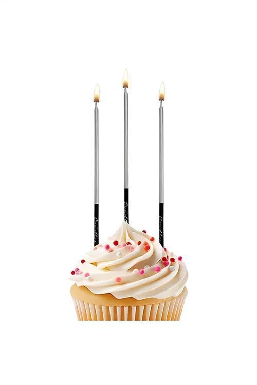 Metallic Silver Birthday Candles