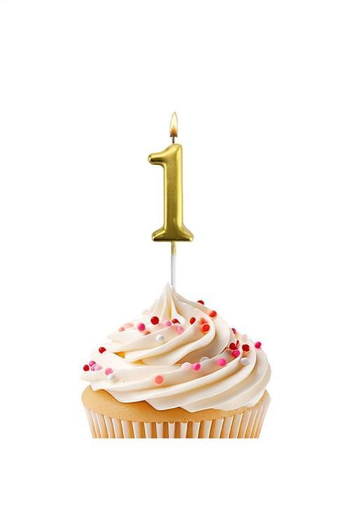 Gold Stick Numeral Candles 7cm No: 1