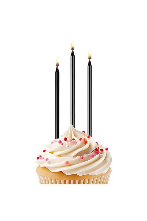 Black Birthday Candle 18cm