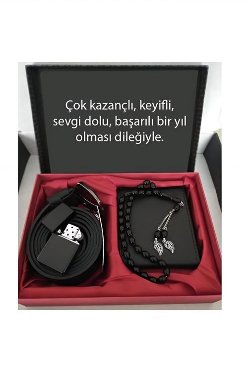 Yeni Yıl Hediyesi Cüzdan, Kemer, Tespih, Çakmak Seti