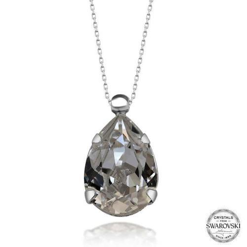 Swarovski Crystal Taşlı Damla Gümüş Kadın Kolye