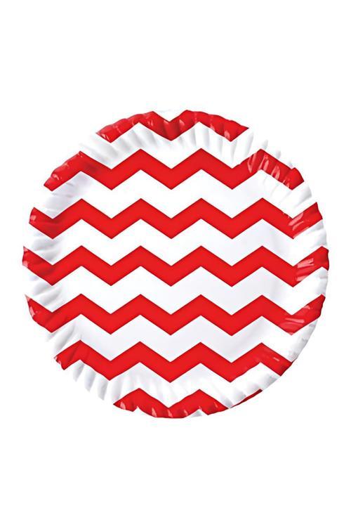 Kırmızı Zigzag Karton Tabak 23 cm