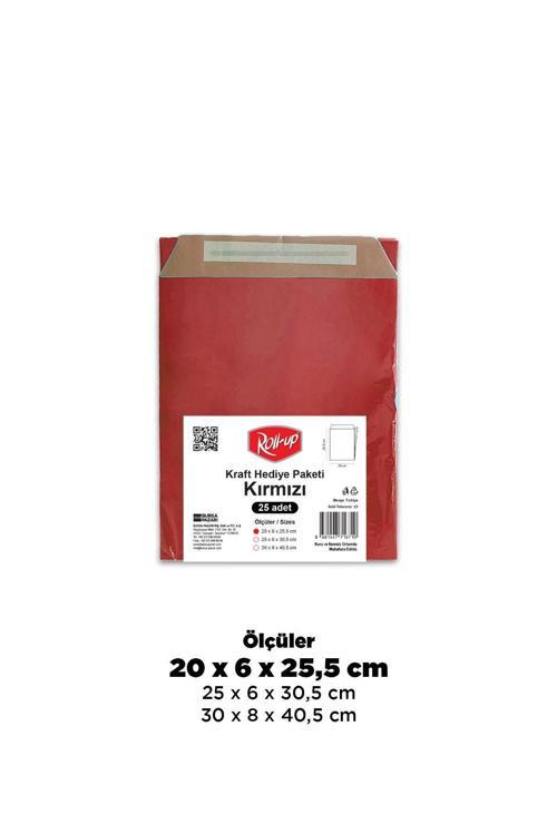 Roll-up Kraft Hediye Paketi Kırmızı 20x6x25,5x4,5 25li