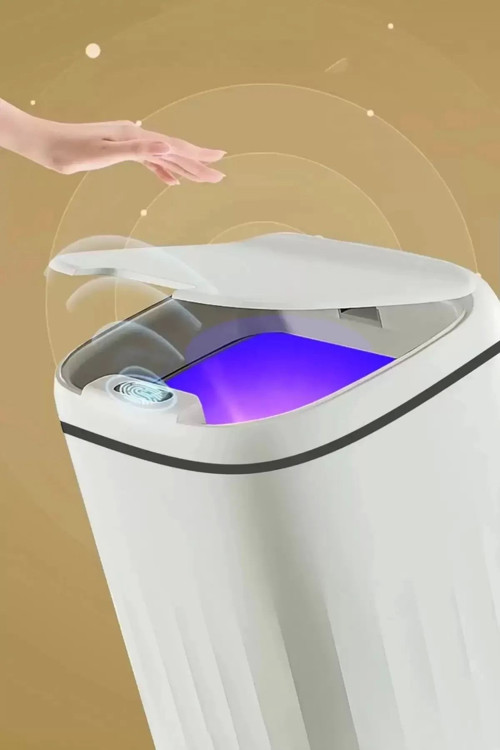 Akıllı Teknolojik Sensörlü Çöp Kovası Işık Antibakteriyel Koku Geçirmez Ofis Banyo Mutfak 20L Uv
