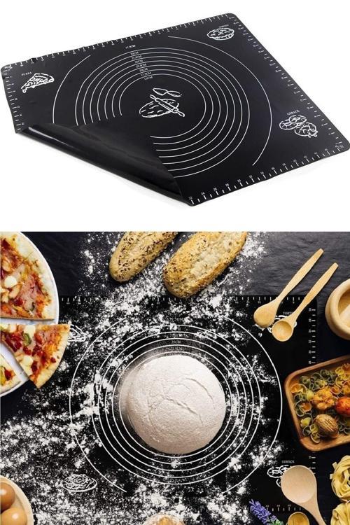 Hamur Matı Açma Silikon Hamur Açma Pasta Fırın Hamur Matı Alt Açma Siyah Renkli Büyük Boy