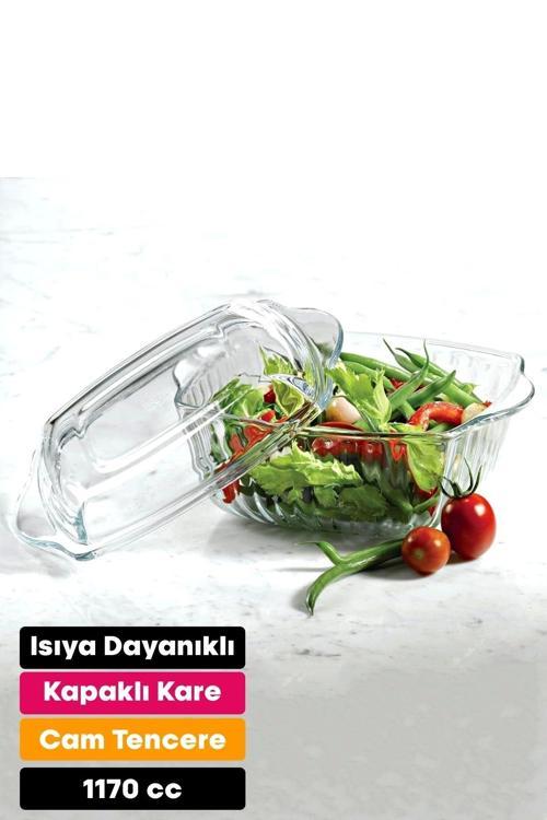 Kapaklı Cam Tencere Isıya Dayanıklı Küçük Boy Mutfak Cam Tencere 1170 Cc