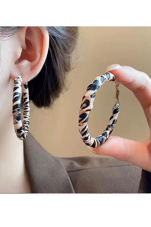 Leopar Desen Halka Küpe (Çift)