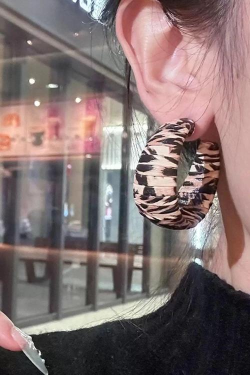 Leopar Desen Halka Küpe (Çift)