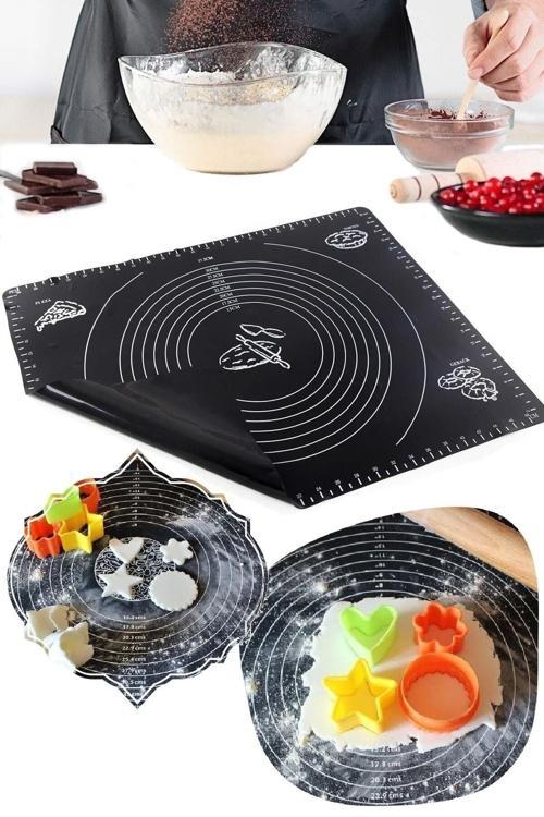 Silikon Hamur Açma Matı Ölçülü Isıya Dayanıklı Hamur Yoğurma Matı Renkli Mutfak Pasta Fırın Altlığı