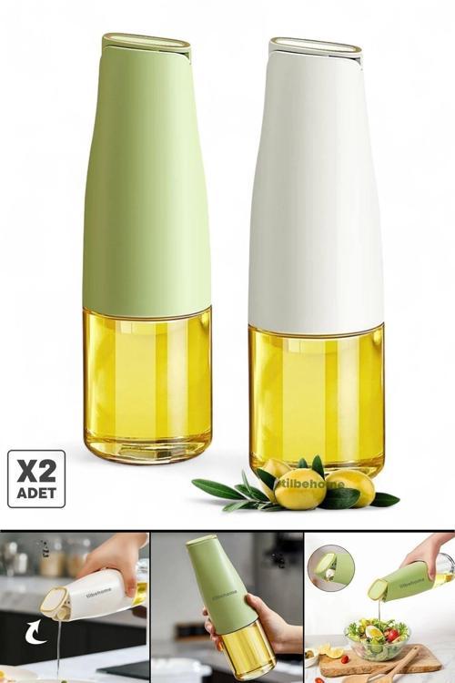 2Li Fonksiyonlu Cam Yağdanlık 500Ml Still Yerçekimi Otomatik Kapak Damlatmayan Ağızlı Yağlık Sosluk