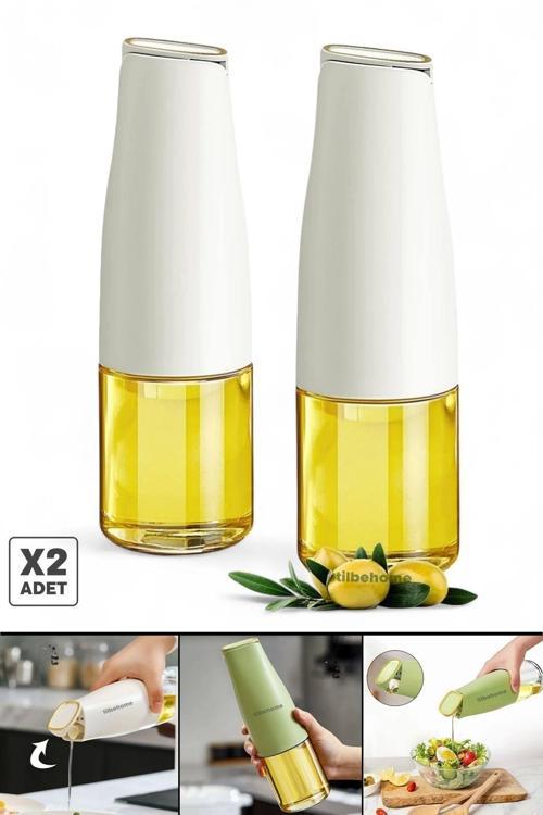 2Li Fonksiyonlu Cam Yağdanlık 500Ml Yerçekimi Otomatik Kapak Açma Damlatmayan Ağızlı Yağlık Sosluk