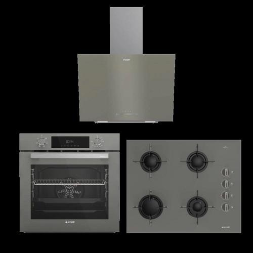 Gri Uygun Cam Ankastre Set