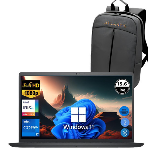 Inspiron 3520 i7 1255U 16GB 512GB M.2 SSD I35201013U ATL187 O/B 15.6" Win11Pro Taşınabilir Bilgisayar+Çanta