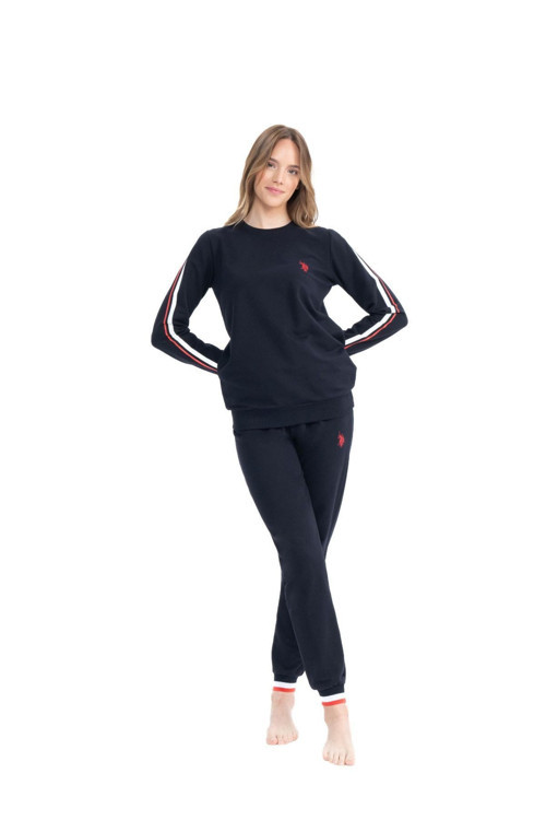17070 Kadın Lacivert Uzun Kollu Yuvarlak Yaka Pijama Takım
