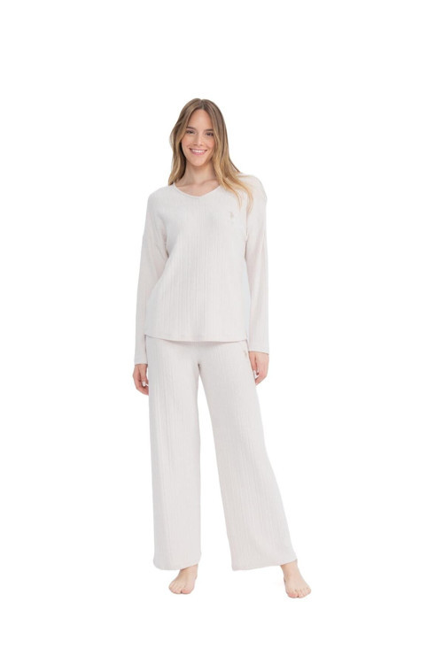 Kadın Uzun Kollu V Yaka Pijama Takımı S25090