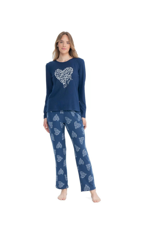 Kadın Uzun Kollu Yuvarlak Yaka Pijama Takımı S25108