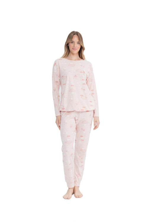 Kadın Uzun Kollu Yuvarlak Yaka Pijama Takımı S25120