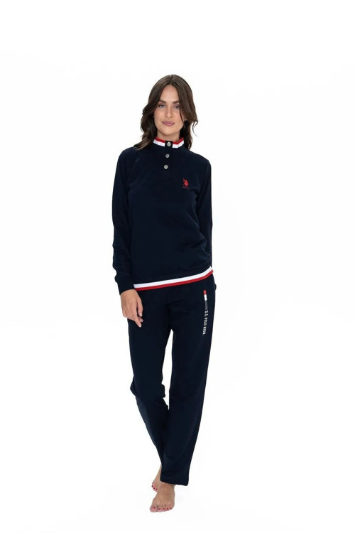 20112 Kadın Lacıvert Uzun Kollu Dik Yaka Pijama Takımı