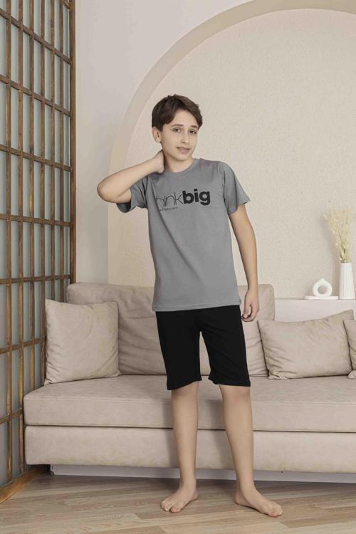 Erkek Çocuk Alt Üst Kısa Kollu Bermude Boy Şort Takım Pijama Takım 4006G