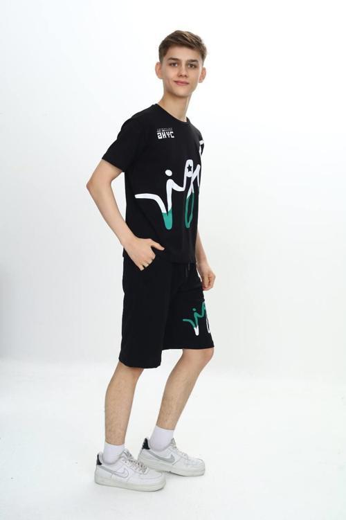 Erkek Çocuk 10-14 Yaş Arası Şort Kapri Takım 10177Sİ