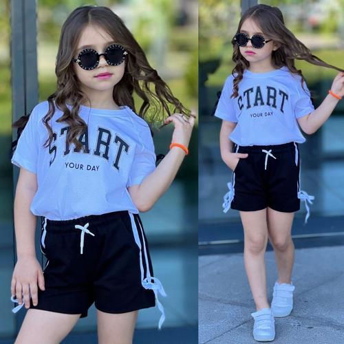 Kız Çocuk Alt Üst Şort Takım 7211Sİ