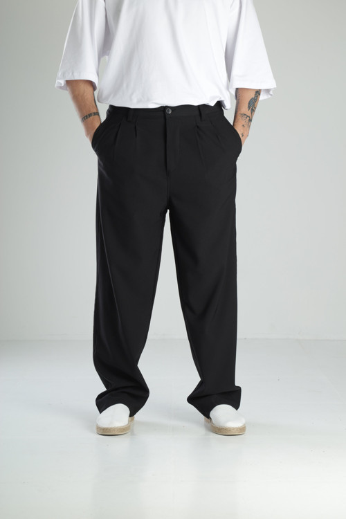 Premium Kalite Paraşüt Kumaş Siyah Baggy Pantolon