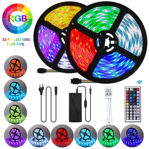 Bahçe Keyfi için Kumandalı Trafolu 10MT Rgb Değişir Şerit Led Dekor Şerit Aydınlatma