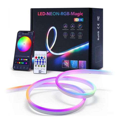 Büro Ev Ofis Hediyesi için 5MT Ses Sensörlü RGB Led Kumandalı Animasyonlu Neon Hortum Işık