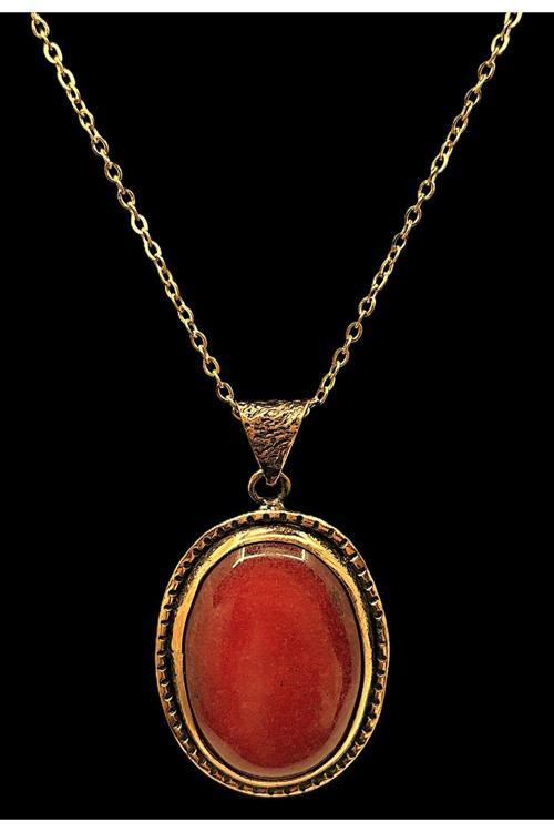 KADIN DOĞAL TAŞLI SAF BAKIR KOLYE