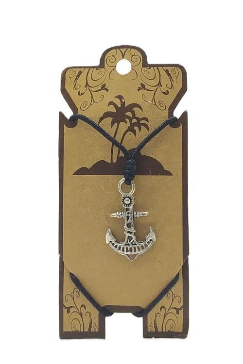 UNİSEX KOTON İP ASKILI VE GÜMÜŞ ANTİK KAPLAMALI TRİBAL KOLYE